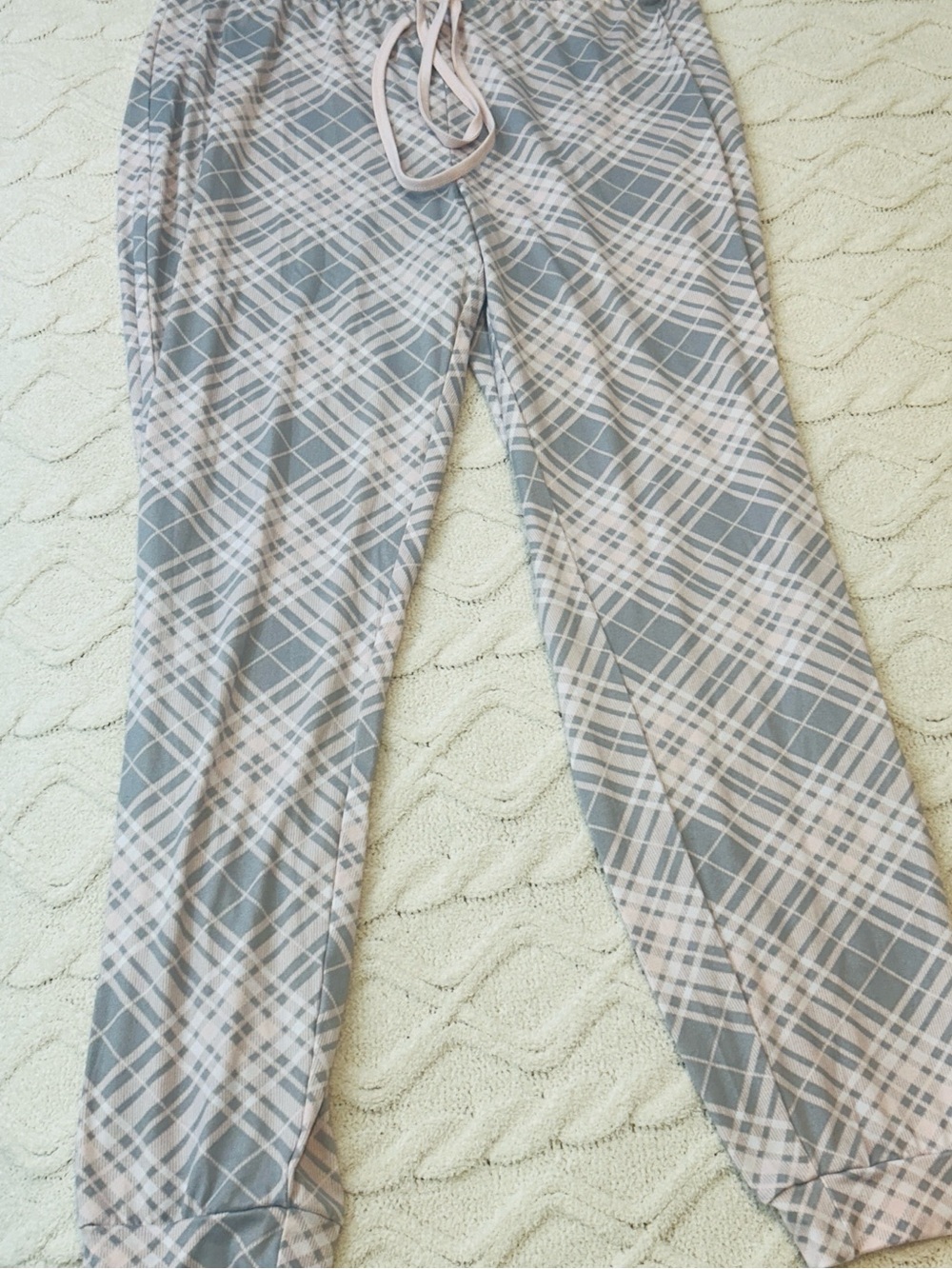 Rae Dunn Pale Blue and White Geometric Jeggings